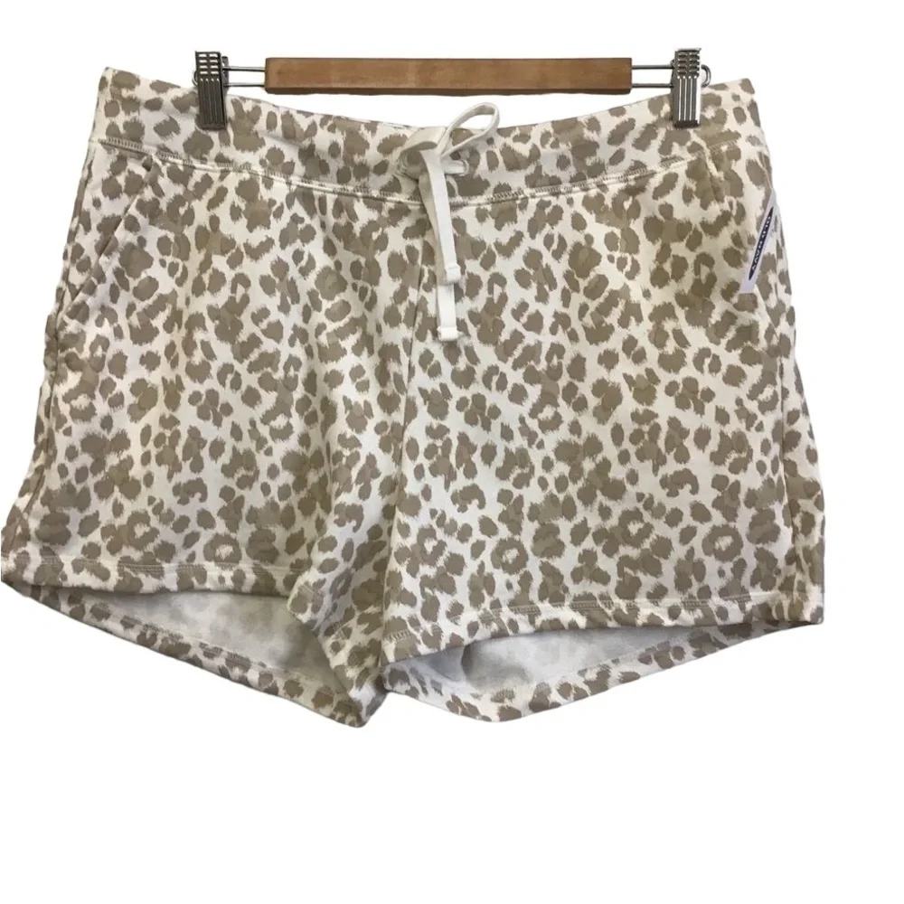 Leopard OLD Navy mini shorts animal prints ecru white tan beige cotton blend L - Picture 1 of 11